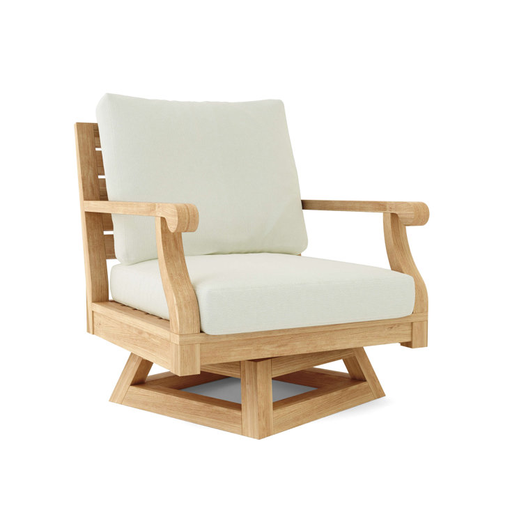 Rosecliff Heights Gatsby Teak Swivel Patio Chair with Sunbrella